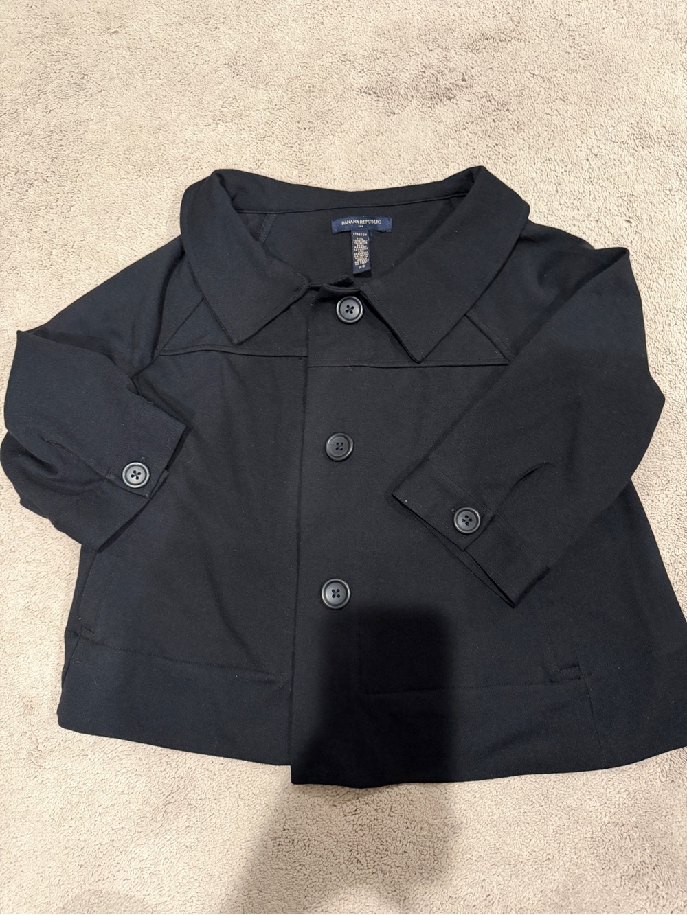 Banana Republic Black Pea Coat with Wide Collar